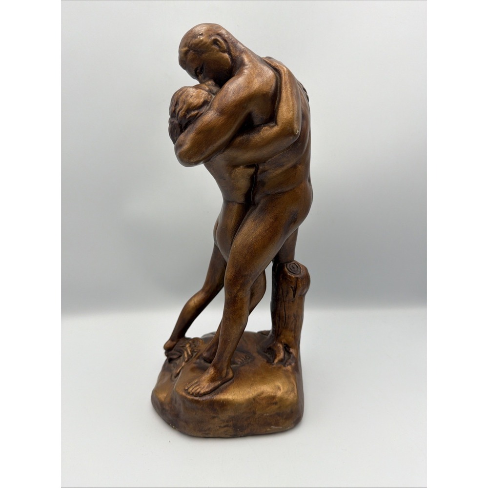 Vintage Statue 70s Embrace Kiss Naked Bronze Nude Lovers Romance Sexy Art Emotio
